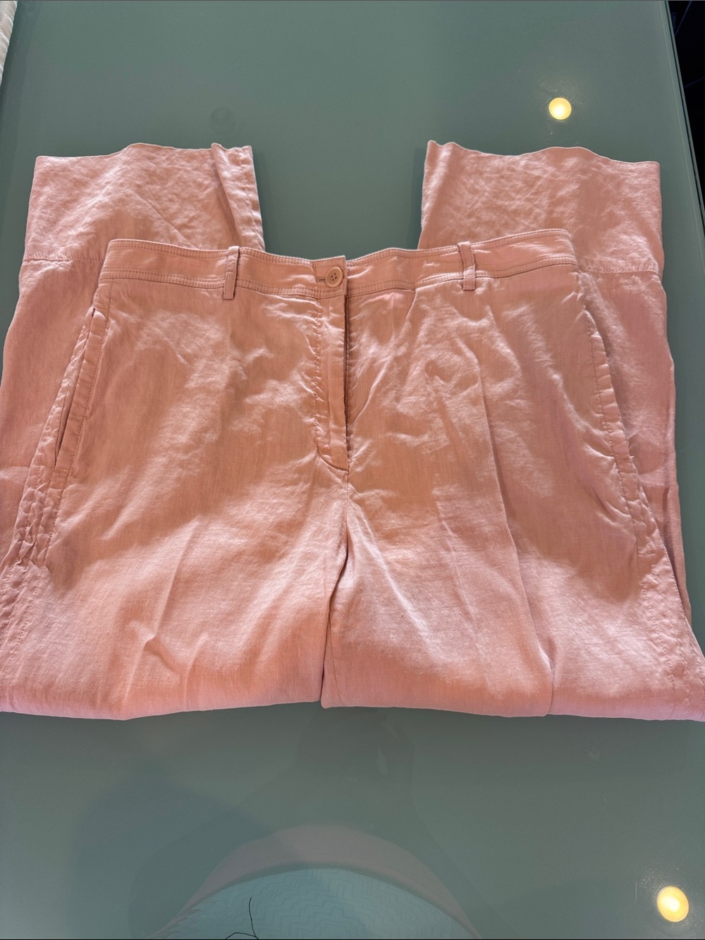 Casual Linen-Blend Pants in Dusty Pink